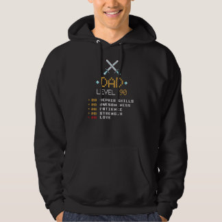 Dad Stats Pixel Arcade Game Character Level 90  Hoodie