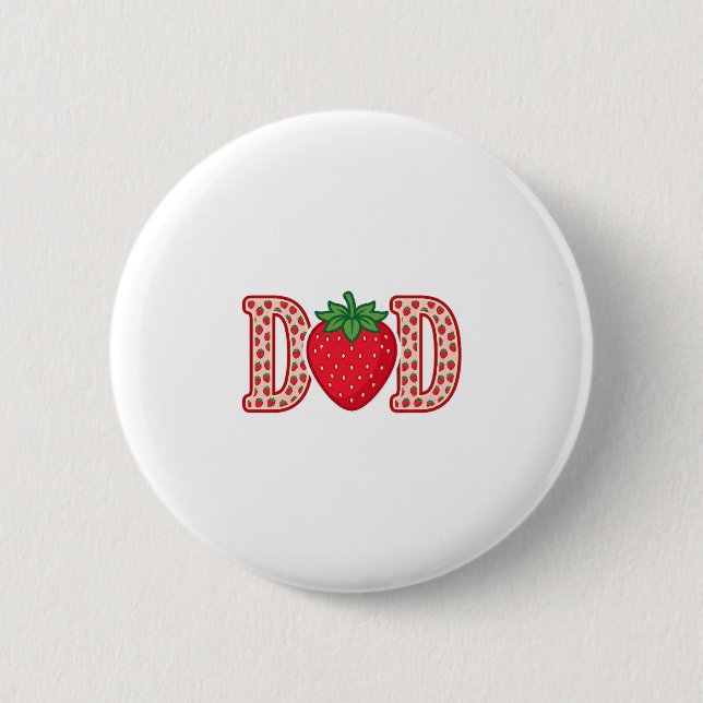Dad Strawberry Lettering Vector Shirt Design_1 Button (Front)