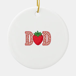Dad Strawberry Lettering Vector Shirt Design_1 Ceramic Ornament