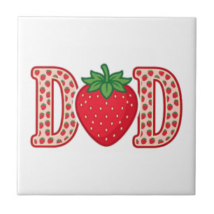Dad Strawberry Lettering Vector Shirt Design_1 Ceramic Tile