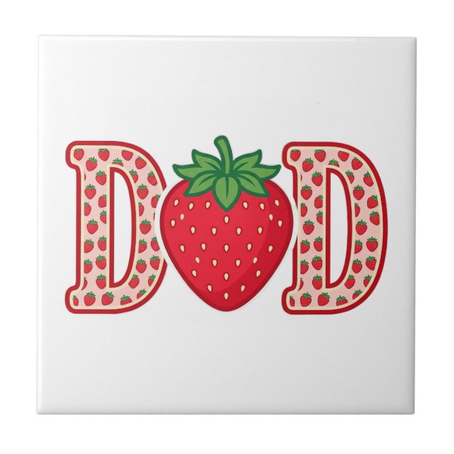Dad Strawberry Lettering Vector Shirt Design_1 Ceramic Tile (Front)