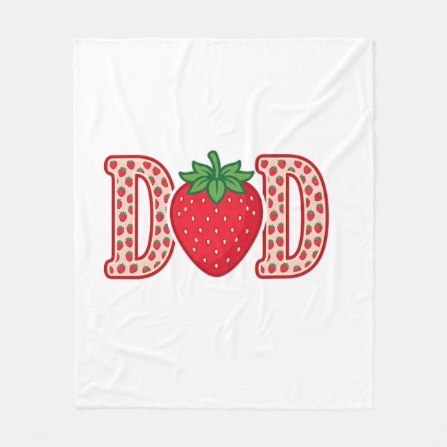 Dad Strawberry Lettering Vector Shirt Design_1 Fleece Blanket (Front)