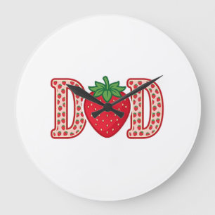 Dad Strawberry Lettering Vector Shirt Design_1 Large Clock