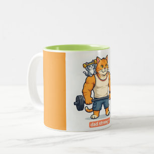 Dad Strength - Funny Gym Cat Dad Mug Father's Day