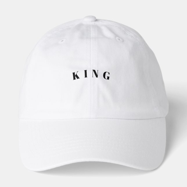 DAD Strong KING Text Comfortable White-Cap Looking Hat (Front)