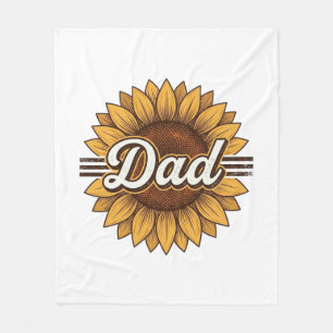 Dad Sunflower Vintage Engraving Shirt Design_1 Fleece Blanket
