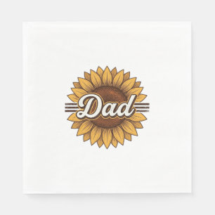 Dad Sunflower Vintage Engraving Shirt Design_1 Napkins