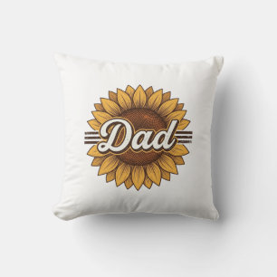 Dad Sunflower Vintage Engraving Shirt Design_1 Throw Pillow