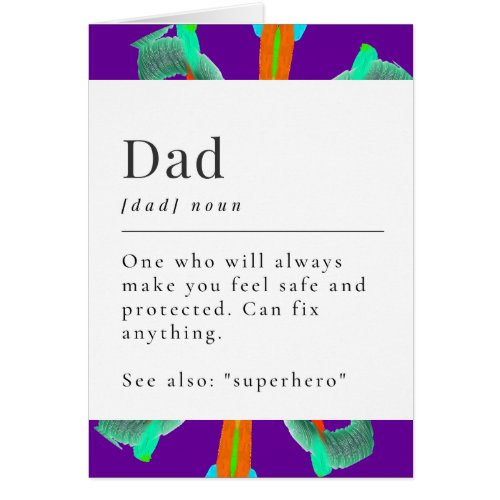 Dad Superhero Abstract Dictionary Birthday Card