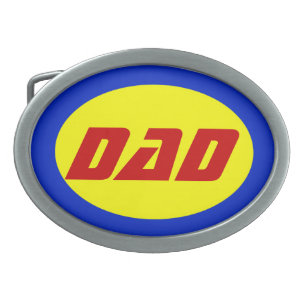 Dad Superhero Belt Buckle, Red/Yellow/Blue