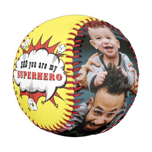 Dad Superhero Cartoon Fathers day 2 Photo Baseball