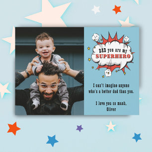 Dad Superhero Cartoon Speech Bubble Father`s day  Holiday Card