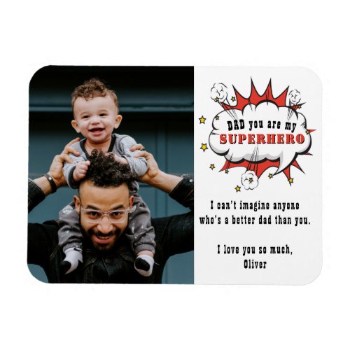 Dad Superhero Cartoon Speech Bubble Fathers day Magnet