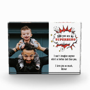 Dad Superhero Cartoon Speech Bubble Father`s day Photo Block