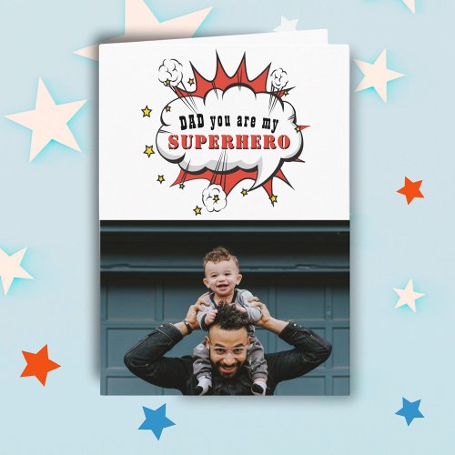 Dad Superhero Cartoon Speech Bubble Fathers day Card