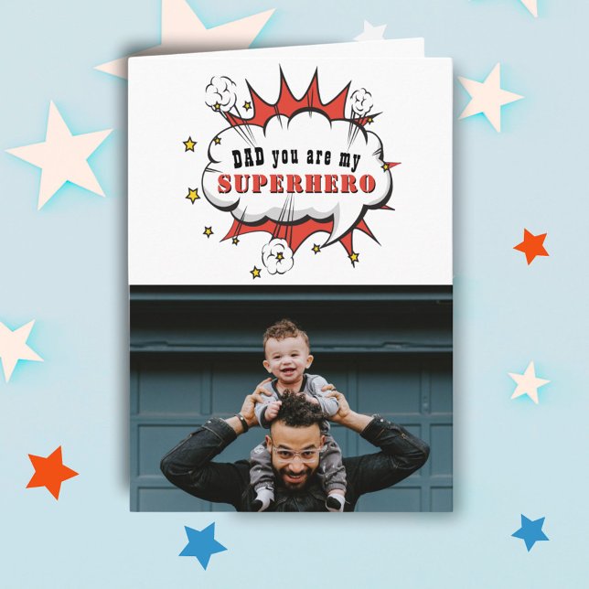 Dad Superhero Cartoon Speech Bubble Fathers day Card (Creator Uploaded)