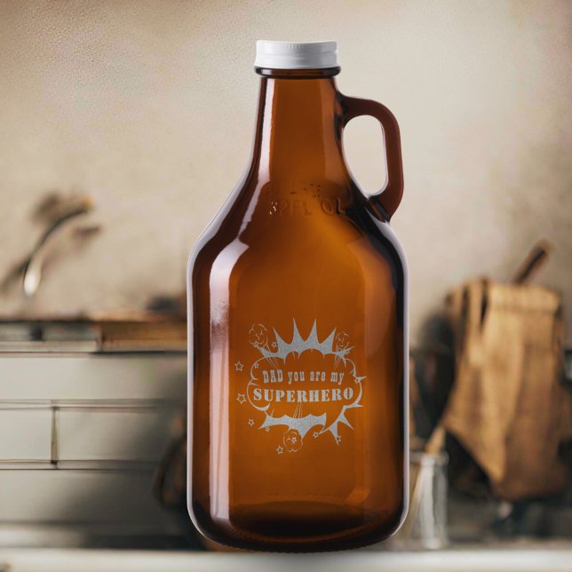 Dad Superhero Cartoon Speech Cloud Father's day Growler (Creator Uploaded)