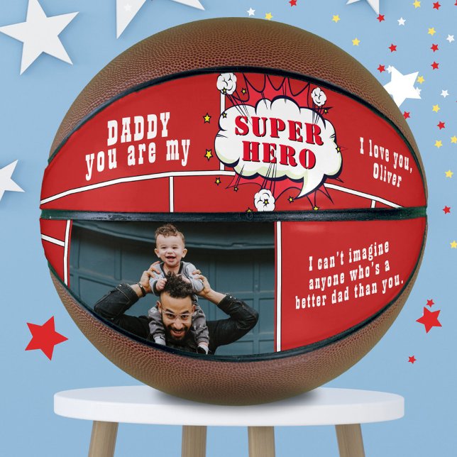 Dad Superhero Comic Speech Bubble Photo Basketball (Creator Uploaded)