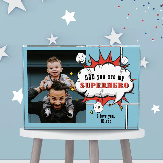 Dad Superhero Comic Speech Bubble Photo Block
