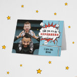 Dad Superhero Comic Speech Bubble Photo Card<br><div class="desc">Dad Superhero Comic Speech Bubble Photo Card. Add your photo and customize the message and name. Fun card for the best dad.</div>