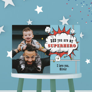 Dad Superhero Comic Speech Bubble Photo  Plaque