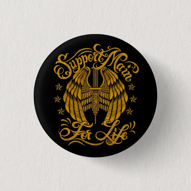 Dad Support Main Syringe Wings Typography Button (Front)