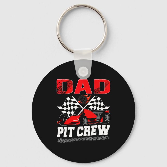 Dad T Crew Racing Family Race Car Birthday Boy  Keychain (Front)