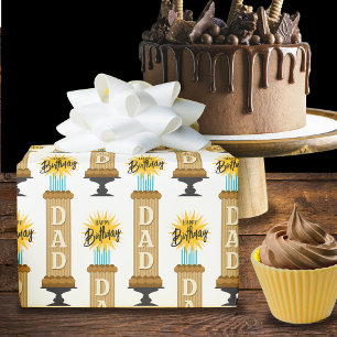 Dad Tall Chocolate Birthday Cake Wrapping Paper
