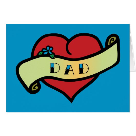 Dad Tattoo Heart Cards (Front Horizontal)