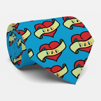 Dad Tattoo Heart Neck Tie
