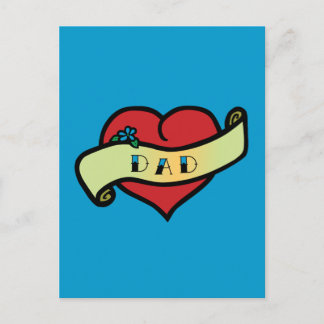 Dad Tattoo Heart Postcard