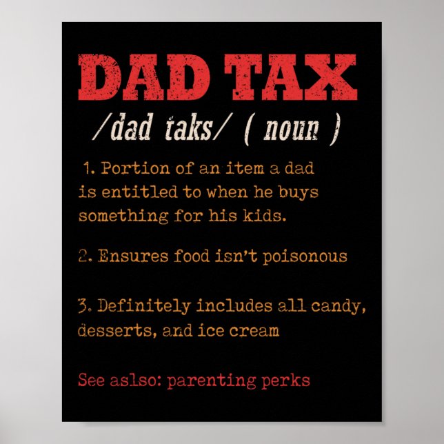 Dad Tax Definition Men Funny Father's Day 11  Poster (Front)