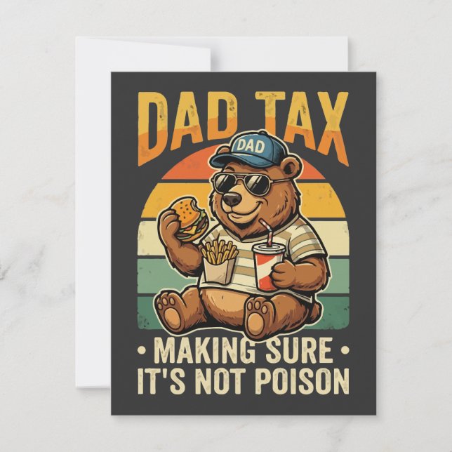 Dad Tax Funny Bear Father Humor Design Note Card (Front)
