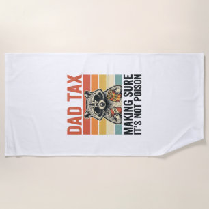 Dad Tax Raccoon Vintage Funny Dad Shirt Design_1 Beach Towel