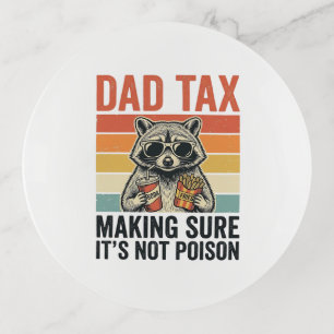 Dad Tax Raccoon Vintage Funny Dad Shirt Design_1 Trinket Tray