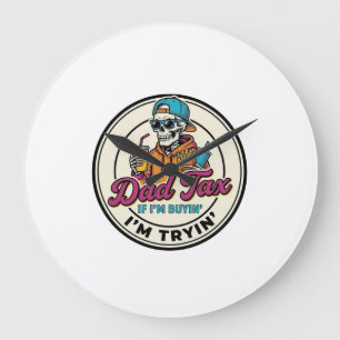 Dad Tax Skeleton Fast Food Humor Shirt Design_1 Large Clock