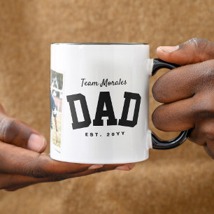 Dad team name one photo black white Father's Day Mug