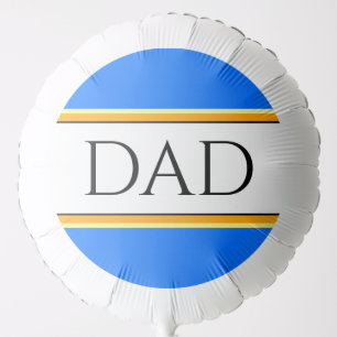 DAD Text Bright Blue White Orange Racing Stripes Balloon