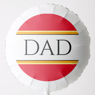 DAD Text Bright Red White Orange Racing Stripes Balloon