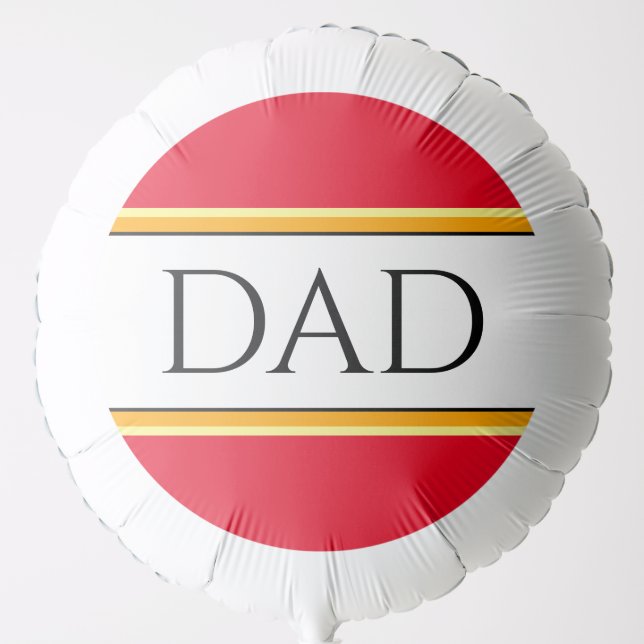 DAD Text Bright Red White Orange Racing Stripes Balloon (Front)