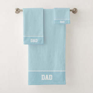 Dad Text on Light Diamond Blue Bath Towel Set