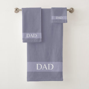 Dad Text on Roman Silver Gray Shades Bath Towel Set