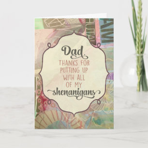 Dad, Thanks For Putting Up With All My Shenanigans Letterpress Thank You Card