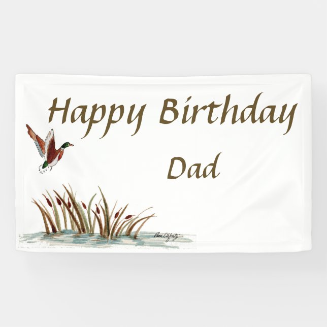 Dad, Thanks Mallard Above Cattails, A Memory  Banner (Horizontal)