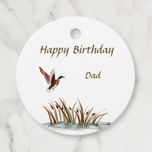 Dad Thanks Mallard Above Cattails A Memory  Favor Tags