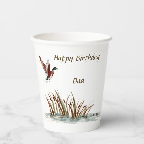 Dad Thanks Mallard Above Cattails A Memory Paper Cups