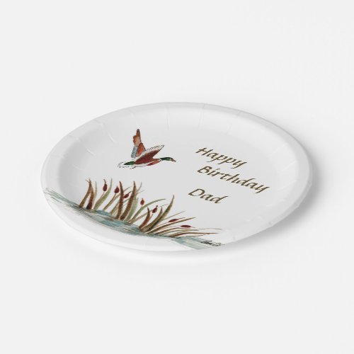 Dad Thanks Mallard Above Cattails A Memory Paper Plates