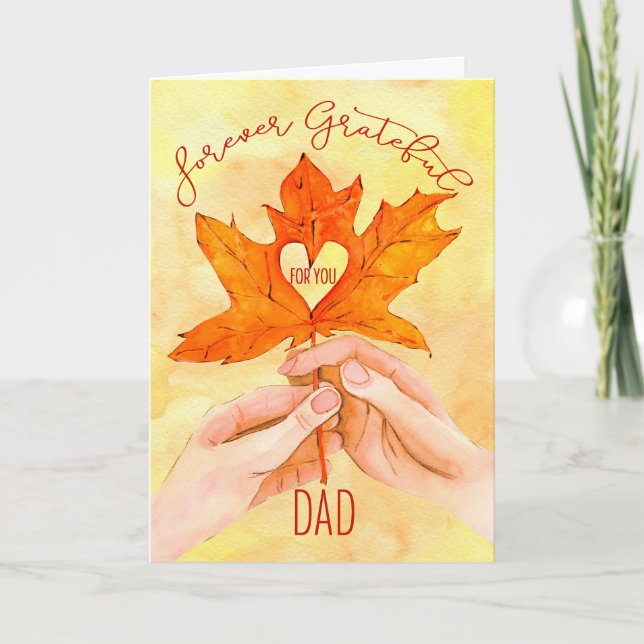 Dad Thanksgiving Forever Grateful Maple Holiday Card (Front)