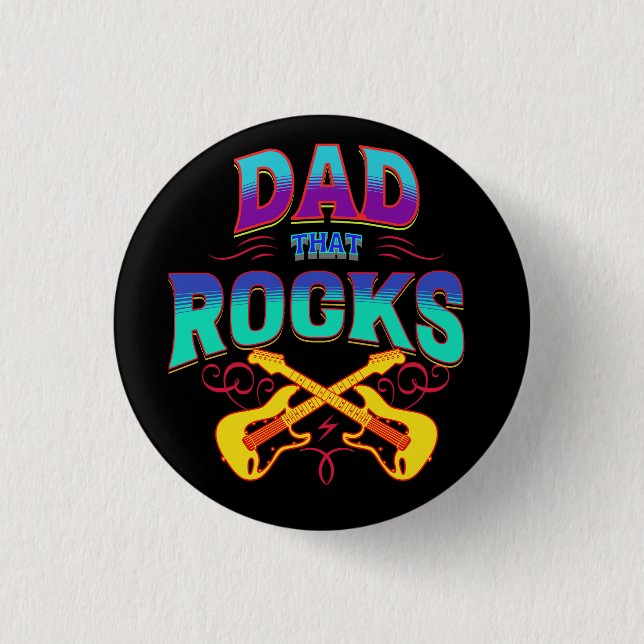 DAD THAT ROCKS! Guitars Button (Front)
