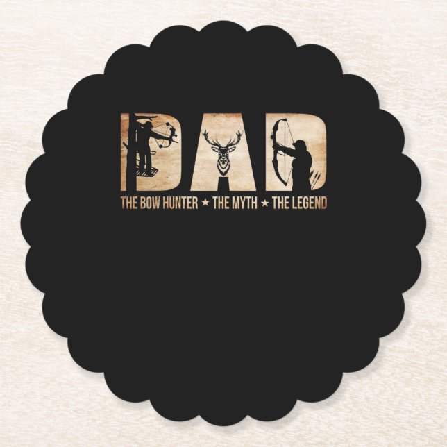Dad The Bow Hunter Myth Legend Hunting Gift Paper Coaster (Front)